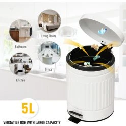 HOMCOM 5L Compact Bin Steel Body Inner Bucket Quiet-Close Lid W/ Pedal Handle 8 HOMCOM 5L Compact Bin Steel Body Inner Bucket Quiet-Close Lid W/ Pedal Handle -Vonshef shop 19397091 4