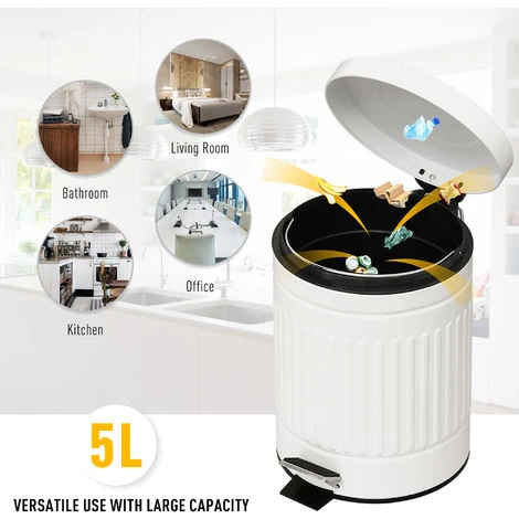 HOMCOM 5L Compact Bin Steel Body Inner Bucket Quiet-Close Lid W/ Pedal Handle 4 HOMCOM 5L Compact Bin Steel Body Inner Bucket Quiet-Close Lid W/ Pedal Handle - Image 4
