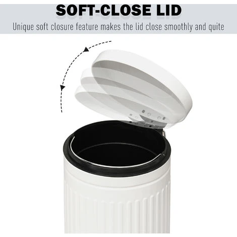 HOMCOM 5L Compact Bin Steel Body Inner Bucket Quiet-Close Lid W/ Pedal Handle 5 HOMCOM 5L Compact Bin Steel Body Inner Bucket Quiet-Close Lid W/ Pedal Handle - Image 5