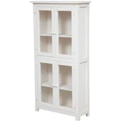 BISCOTTINI Country-style Solid Lime Wood Antiqued White Finish Showcase W68xDP25xH130 Cm Sized Display Case. Made In Italy