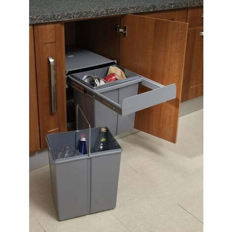 Charles Bentley Pull Out Kitchen Cupboard Bin 2 X 20L (40L Capacity) - Recycling 2 Charles Bentley Pull Out Kitchen Cupboard Bin 2 X 20L (40L Capacity) - Recycling - Image 2