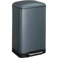 Songmics Rubbish Bin, 30L Trash Can, Steel Pedal Bin, With Inner Bucket And Lid, Soft Closure, Airtight, For Kitchen, Living Room, Smoky Grey LTB01GS