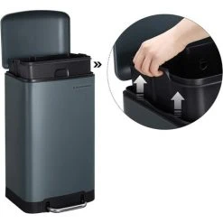 Songmics Rubbish Bin, 30L Trash Can, Steel Pedal Bin, With Inner Bucket And Lid, Soft Closure, Airtight, For Kitchen, Living Room, Smoky Grey LTB01GS -Vonshef shop 22893923 3
