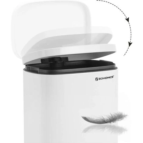 Songmics Kitchen Rubbish Bin, Pedal Trash Can 30L, With Plastic Inner Bucket, Hinged Lid, Soft Closure, Odour Proof And Hygienic, White LTB03WT 3 Songmics Kitchen Rubbish Bin, Pedal Trash Can 30L, With Plastic Inner Bucket, Hinged Lid, Soft Closure, Odour Proof And Hygienic, White LTB03WT - Image 3