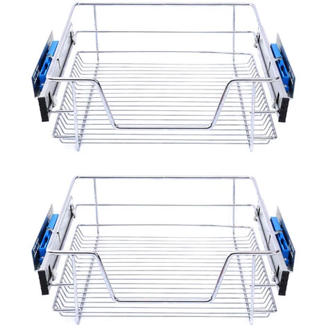 Livingandhome Set Of 2 Pull Out Wire Basket Kitchen Cabinet Larder Organizer Cupboard Drawer, 30CM 1 Livingandhome Set Of 2 Pull Out Wire Basket Kitchen Cabinet Larder Organizer Cupboard Drawer, 30CM