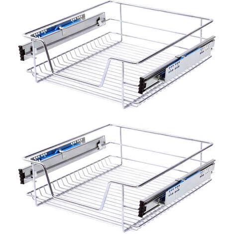 Livingandhome Set Of 2 Pull Out Wire Basket Kitchen Cabinet Larder Organizer Cupboard Drawer, 30CM 2 Livingandhome Set Of 2 Pull Out Wire Basket Kitchen Cabinet Larder Organizer Cupboard Drawer, 30CM - Image 2