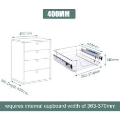 Livingandhome Pull Out Wire Basket Kitchen Cabinet Larder Organizer Cupboard Drawer, 40CM -Vonshef shop 23562376 3