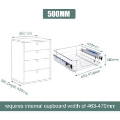 Livingandhome Pull Out Wire Basket Kitchen Cabinet Larder Organizer Cupboard Drawer, 50CM -Vonshef shop 23562381 3