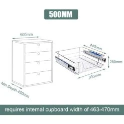 Livingandhome Set Of 2 Pull Out Wire Basket Kitchen Cabinet Larder Organizer Cupboard Drawer, 50CM -Vonshef shop 23562383 3