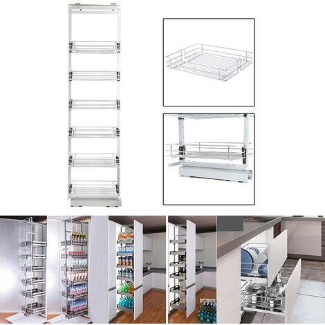 Livingandhome Larder Pull Out Wire Basket Kitchen Cabinet Cupboard, Width 25CM 2 Livingandhome Larder Pull Out Wire Basket Kitchen Cabinet Cupboard, Width 25CM - Image 2