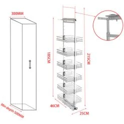 Livingandhome Larder Pull Out Wire Basket Kitchen Cabinet Cupboard, Width 25CM 9 Livingandhome Larder Pull Out Wire Basket Kitchen Cabinet Cupboard, Width 25CM -Vonshef shop 23562391 5