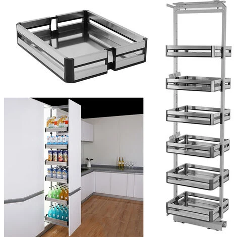 Livingandhome Larder Pull Out Wide Plate Basket Kitchen Cabinet Cupboard, Width 25CM 1 Livingandhome Larder Pull Out Wide Plate Basket Kitchen Cabinet Cupboard, Width 25CM