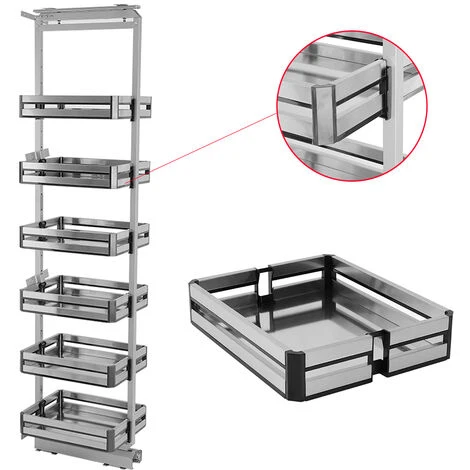 Livingandhome Larder Pull Out Wide Plate Basket Kitchen Cabinet Cupboard, Width 25CM 3 Livingandhome Larder Pull Out Wide Plate Basket Kitchen Cabinet Cupboard, Width 25CM - Image 3