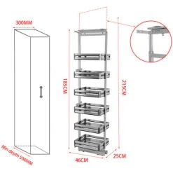 Livingandhome Larder Pull Out Wide Plate Basket Kitchen Cabinet Cupboard, Width 25CM 9 Livingandhome Larder Pull Out Wide Plate Basket Kitchen Cabinet Cupboard, Width 25CM -Vonshef shop 23562397 5