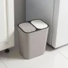 Livingandhome 12L Dual Compartment Waste Bin With Push Button, Grey