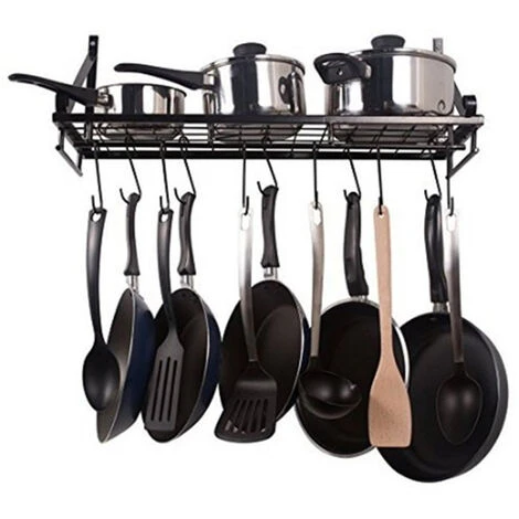 Livingandhome Wall Mounted Metal Pots Pans Storage Racks With 10 Hooks Home 2 Livingandhome Wall Mounted Metal Pots Pans Storage Racks With 10 Hooks Home - Image 2
