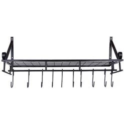 Livingandhome Wall Mounted Metal Pots Pans Storage Racks With 10 Hooks Home 7 Livingandhome Wall Mounted Metal Pots Pans Storage Racks With 10 Hooks Home -Vonshef shop 23694589 3