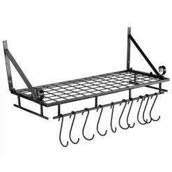 Livingandhome Wall Mounted Metal Pots Pans Storage Racks With 10 Hooks Home 8 Livingandhome Wall Mounted Metal Pots Pans Storage Racks With 10 Hooks Home -Vonshef shop 23694589 4