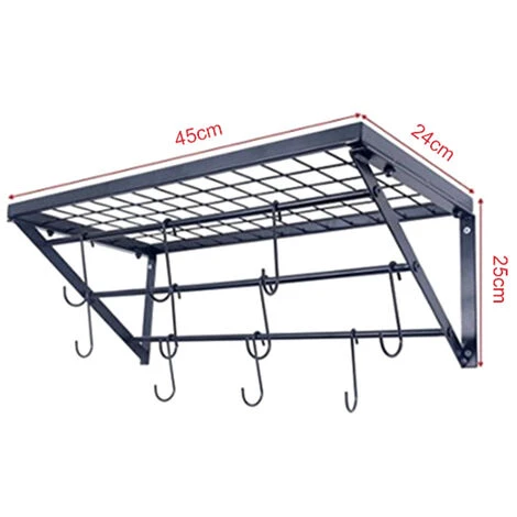 Livingandhome Wall Mounted Metal Pots Pans Storage Racks With 10 Hooks Home 5 Livingandhome Wall Mounted Metal Pots Pans Storage Racks With 10 Hooks Home - Image 5
