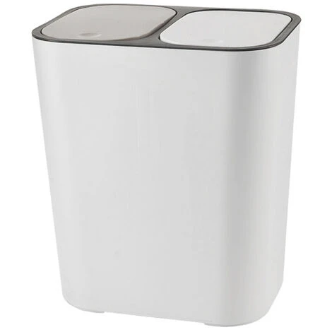 Livingandhome 12L Dual Compartment Waste Bin With Push Button, White 4 Livingandhome 12L Dual Compartment Waste Bin With Push Button, White - Image 4