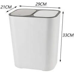 Livingandhome 12L Dual Compartment Waste Bin With Push Button, White 9 Livingandhome 12L Dual Compartment Waste Bin With Push Button, White -Vonshef shop 23694684 5