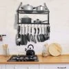Livingandhome 2 Tier Wall Mounted Kitchen Hanging Pot Rack With Hooks