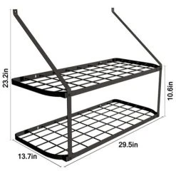 Livingandhome 2 Tier Wall Mounted Kitchen Hanging Pot Rack With Hooks -Vonshef shop 23694723 5