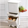 Livingandhome 42L 3 Compartment Pedal Recycling Waste Bin For Kitchen