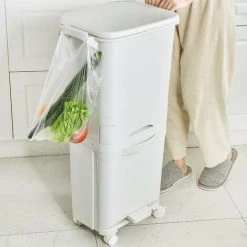Livingandhome 42L 3 Compartment Pedal Recycling Waste Bin For Kitchen -Vonshef shop 23694765 3