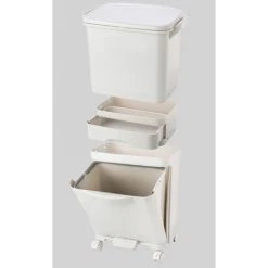 Livingandhome 42L 3 Compartment Pedal Recycling Waste Bin For Kitchen -Vonshef shop 23694765 4
