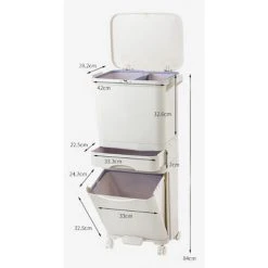 Livingandhome 42L 3 Compartment Pedal Recycling Waste Bin For Kitchen -Vonshef shop 23694765 5