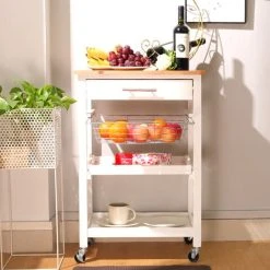 Livingandhome 3 Tier Cart Basket Tray Drawer Kitchen Trolley