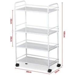 Yaheetech 4-Shelf Salon Trolley Cart, White 9 Yaheetech 4-Shelf Salon Trolley Cart, White -Vonshef shop 24309864 5