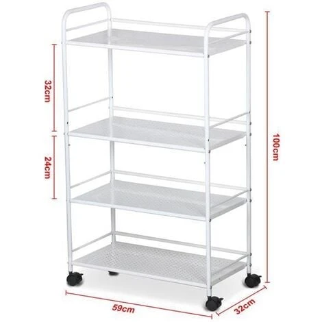 Yaheetech 4-Shelf Salon Trolley Cart, White 5 Yaheetech 4-Shelf Salon Trolley Cart, White - Image 5