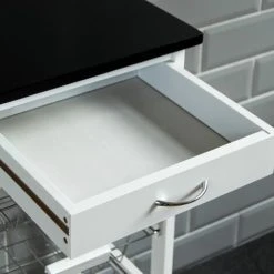 Home Discount Kitchen Trolley Wooden Portable Cart Serving Trolley Cabinet, White, 4 Tier -Vonshef shop 25534376 3