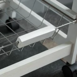 Home Discount Kitchen Trolley Wooden Portable Cart Serving Trolley Cabinet, White, 4 Tier -Vonshef shop 25534376 4