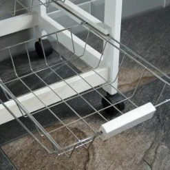 Home Discount Kitchen Trolley Wooden Portable Cart Serving Trolley Cabinet, White, 4 Tier -Vonshef shop 25534376 5