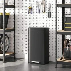 Songmics Kitchen Rubbish Bin, Pedal Trash Can 30L, With Plastic Inner Bucket, Hinged Lid, Soft Closure, Odour Proof And Hygienic, Black LTB03BK -Vonshef shop 26043096 3
