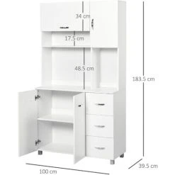 HOMCOM Freestanding Kitchen Cupboard Storage Unit Drawers Handles Shelf -Vonshef shop 26369013 2