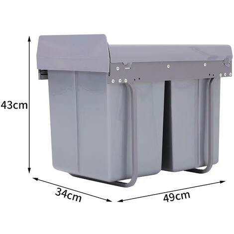 Livingandhome 40L Pull Out Recycling Waste Bin 5 Livingandhome 40L Pull Out Recycling Waste Bin - Image 5