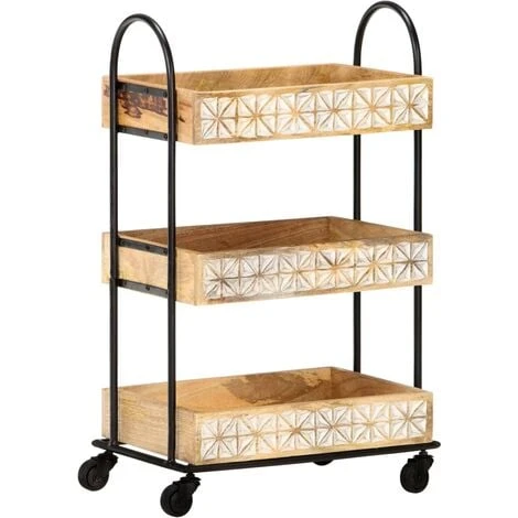 3-Tier Kitchen Trolley 46x30x76 Cm Solid Mango Wood VidaXL 1 3-Tier Kitchen Trolley 46x30x76 Cm Solid Mango Wood VidaXL