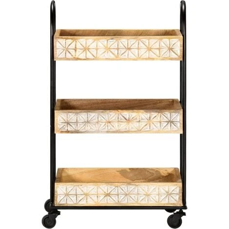 3-Tier Kitchen Trolley 46x30x76 Cm Solid Mango Wood VidaXL 2 3-Tier Kitchen Trolley 46x30x76 Cm Solid Mango Wood VidaXL - Image 2