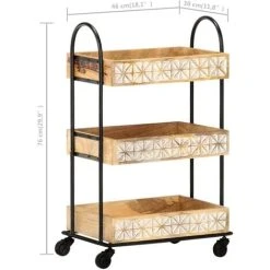 3-Tier Kitchen Trolley 46x30x76 Cm Solid Mango Wood VidaXL 7 3-Tier Kitchen Trolley 46x30x76 Cm Solid Mango Wood VidaXL -Vonshef shop 26772009 3