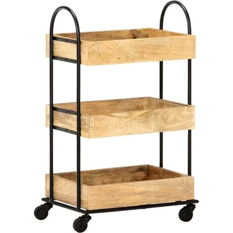 3-Tier Kitchen Trolley 46x30x76 Cm Solid Mango Wood VidaXL 4 3-Tier Kitchen Trolley 46x30x76 Cm Solid Mango Wood VidaXL - Image 4