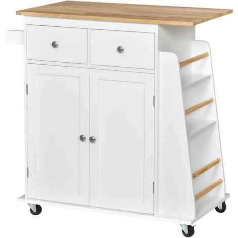 HOMCOM Kitchen Island Storage Cabinet Rolling Trolley With Wood Top, 3-Tier Spice Rack 1 HOMCOM Kitchen Island Storage Cabinet Rolling Trolley With Wood Top, 3-Tier Spice Rack