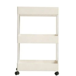 Livingandhome 3 Tier Kitchen Trolley Cart Vegetable Fruite Storage Rack Shelf, White 8 Livingandhome 3 Tier Kitchen Trolley Cart Vegetable Fruite Storage Rack Shelf, White -Vonshef shop 27450185 4