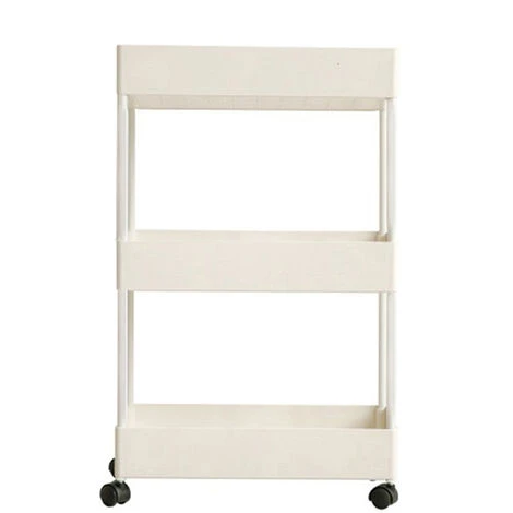 Livingandhome 3 Tier Kitchen Trolley Cart Vegetable Fruite Storage Rack Shelf, White 4 Livingandhome 3 Tier Kitchen Trolley Cart Vegetable Fruite Storage Rack Shelf, White - Image 4