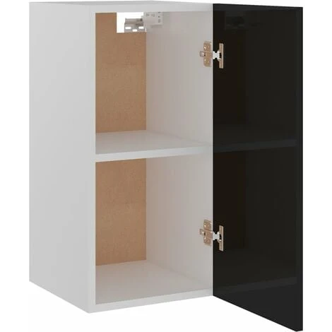 Hanging Cabinet High Gloss Black 29.5x31x60 Cm Engineered Wood VidaXL 5 Hanging Cabinet High Gloss Black 29.5x31x60 Cm Engineered Wood VidaXL - Image 5