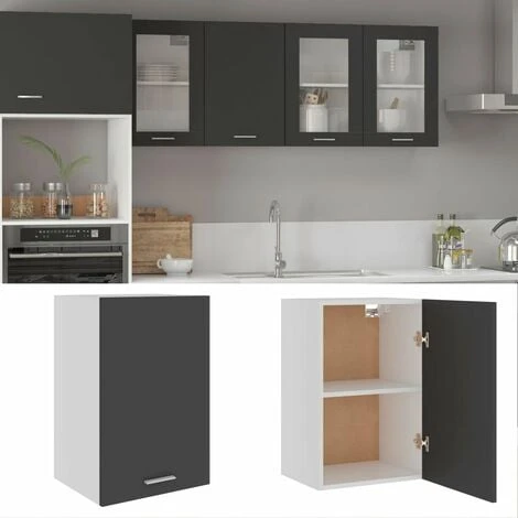 Hanging Cabinet Grey 39.5x31x60 Cm Engineered Wood VidaXL 2 Hanging Cabinet Grey 39.5x31x60 Cm Engineered Wood VidaXL - Image 2