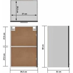 Hanging Cabinet High Gloss Grey 39.5x31x60 Cm Engineered Wood VidaXL 7 Hanging Cabinet High Gloss Grey 39.5x31x60 Cm Engineered Wood VidaXL -Vonshef shop 29112807 3